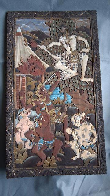 Bali Batuan handgestoke paneel, Antiek en Kunst, Kunst | Niet-Westerse kunst, Ophalen of Verzenden