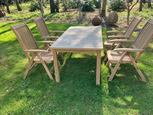 Val-Eur teakhouten tuinset in perfecte staat voor 4 personen, Tuin en Terras, Tuinsets en Loungesets, Gebruikt, Tuinset, Teakhout