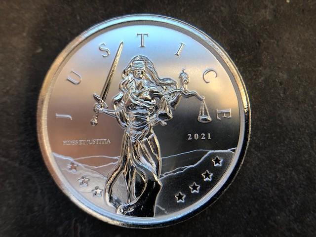 2021 Gibraltar - Lady Justice - 1e uitgave 1 oz silver, Postzegels en Munten, Edelmetalen en Baren, Zilver, Ophalen of Verzenden