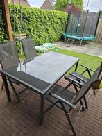 Tuinset met 4 stoelen. Nog prima voor een volgende ronde, Tuin en Terras, Tuinsets en Loungesets, Ophalen, Gebruikt, Aluminium
