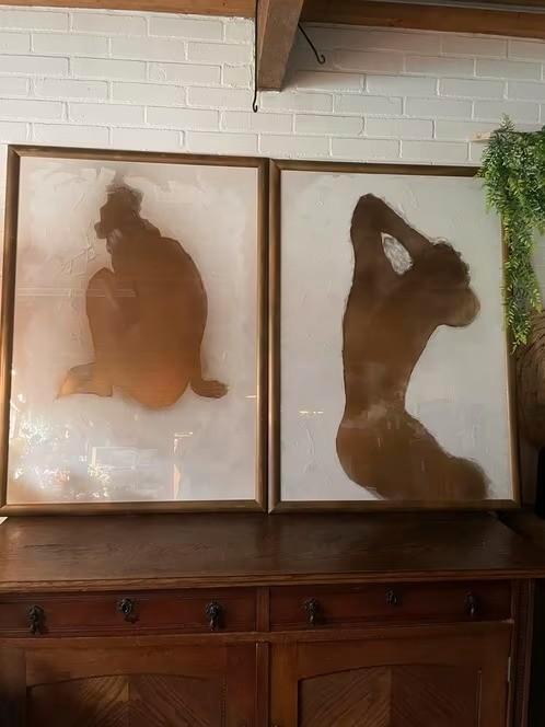 Abstracte Kunst - Vrouwelijk / mannelijk Naakt, Antiek en Kunst, Kunst | Schilderijen | Abstract, Ophalen