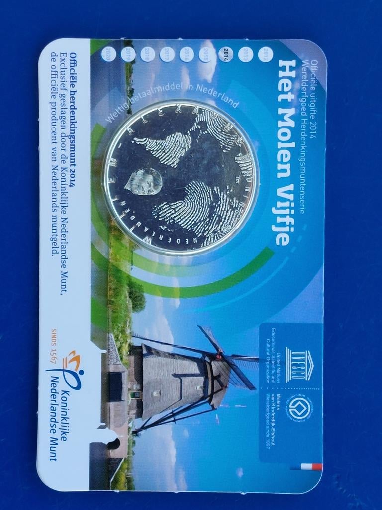 5 Euro 2014 Coincard Molen Vijfje, Ophalen of Verzenden, Koningin Beatrix, Euro's, Losse munt