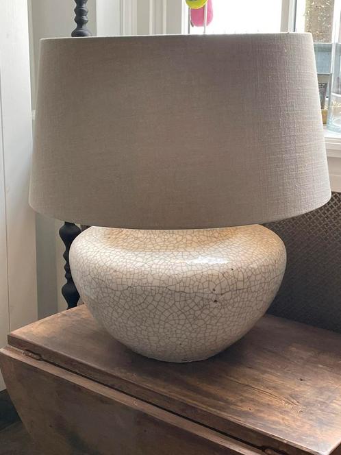 Lamp met linnen kap, Huis en Inrichting, Lampen | Tafellampen, Zo goed als nieuw, 50 tot 75 cm, Ophalen