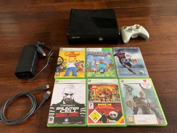 Xbox 360 Slim 250GB + controller + games beschikbaar voor biedingen