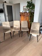 Set van 4 moderne stoelen, Huis en Inrichting, Stoelen, Ophalen, Metaal, Overige kleuren, Zachte fluweelachtige