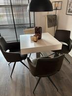 Eetset: Tafel + 4 Draaistoelen - Groen/Wit, Huis en Inrichting, Tafels | Eettafels, Ophalen, Kunststof, Gebruikt, Vierkant