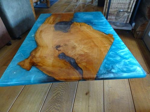 epoxy salontafel rivier tafel eiken kersen walnoot boomplank, Huis en Inrichting, Tafels | Salontafels, Nieuw, Eikenhout, Kersenhout