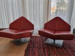 Leolux wibber draaistoel leer rood - set van 2, Ophalen, Modern design, Gebruikt, 50 tot 75 cm