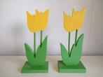 Set van 2 gele houten tulpen dubbele tulp, Ophalen of Verzenden, Zo goed als nieuw