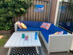 Loungebank + tafel, Ophalen of Verzenden, Gebruikt, Wicker, Bank
