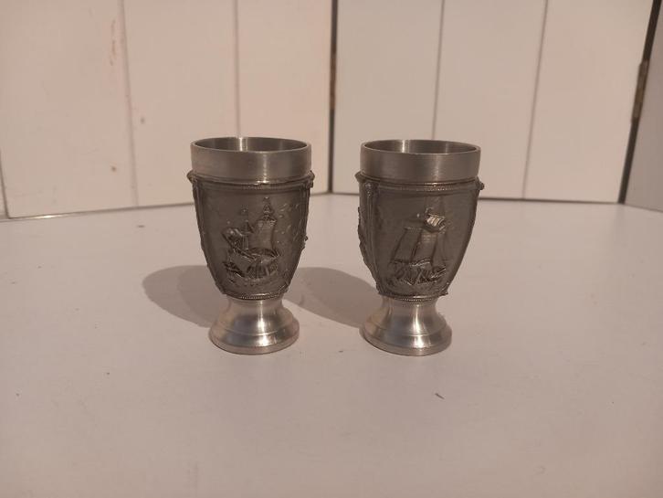 Tinnen Bekertjes Malasia Pewter., Antiek en Kunst, Antiek | Tin, Ophalen of Verzenden