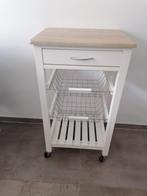 Houten keuken trolley, Huis en Inrichting, Ophalen, Wit, 50 tot 100 cm, Zo goed als nieuw