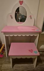 Leuke kinder kaptafel met spiegel en bankje, Ophalen, Kindermeubels, Gebruikt, 50 tot 100 cm