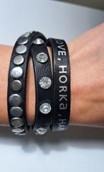 Horka paarden armband (studs, bling & tekst) zgan, Verzenden, Zo goed als nieuw, Dames