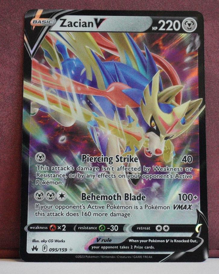 Zacian V 095-159 Crown Zenith Pokèmon Kaart, Hobby en Vrije tijd, Verzamelkaartspellen | Pokémon, Nieuw, Losse kaart, Verzenden