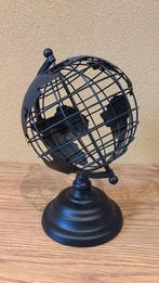 Wereldbol Zwart Metaal, Decorkunst, Minimalistisch, Globe, Ophalen of Verzenden, Nieuw