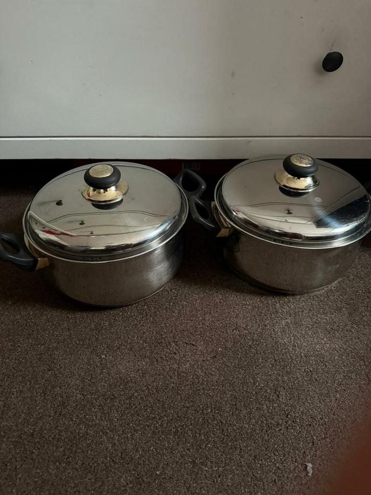 CS Solingen Pannenset - Duits Design, Huis en Inrichting, Keuken | Potten en Pannen, Gebruikt, Kookpan of Snelkookpan, Rvs, Inductieplaat