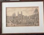 Tekening Dam Amsterdam Alfred Winkler Ingelijst Gesigneerd A, Antiek en Kunst, Ophalen of Verzenden