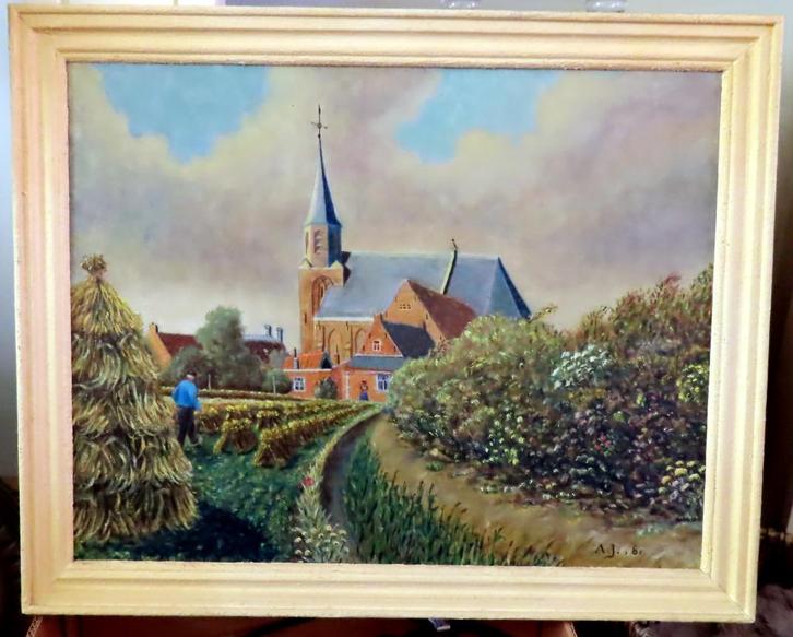 Adriaan Jongepier Dorpsgezicht Gapinge 1961,olieverf , zie, Antiek en Kunst, Kunst | Schilderijen | Klassiek, Verzenden