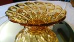 Art Deco glazen schaal glas amber persglas vintage Ø28cm, Antiek en Kunst, Antiek | Glas en Kristal, Ophalen of Verzenden