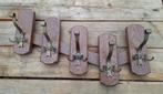 Eiken kapstok, kapstokhaken gehamerd, brons., Ophalen of Verzenden, Hout, Wandkapstok, Minder dan 100 cm