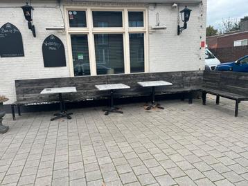 Lange aluminium steigerhouten bank - 16 persoons beschikbaar voor biedingen