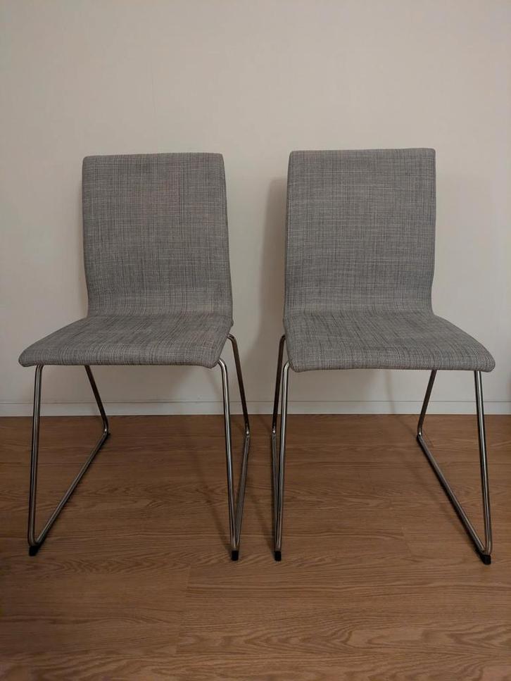 Ikea Lillanas Stoelen - Set van 2 of Individueel, Huis en Inrichting, Stoelen, Gebruikt, Twee, Metaal, Stof, Grijs, Ophalen
