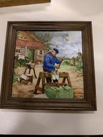 Schilderij van een klompenmaker in een Hollands landschap, Ophalen of Verzenden