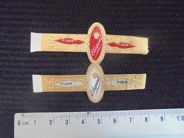 2 oude sigarenbanden Flor Fina ELEGANT met Kroon beschikbaar voor biedingen
