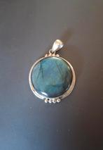 Zilveren hanger met blauwe steen 3 cm, Ophalen of Verzenden, Zo goed als nieuw, Zilver, Zilver