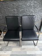2 zwarte Lederen Movani Stoelen, Gebruikt, Twee, Zwart, Leer