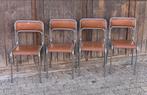 Retro stoelen x 4, Ophalen, Gebruikt, Bruin, Leer