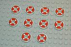 L952 Tegels 2x2 rond wit met opdruk reddingsboei 10 st., Ophalen of Verzenden, Nieuw, Losse stenen, Lego