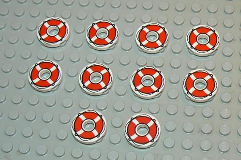 L952 Tegels 2x2 rond wit met opdruk reddingsboei 10 st., Kinderen en Baby's, Speelgoed | Duplo en Lego, Nieuw, Lego, Losse stenen