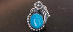 Zilveren vintage ring (navajo style) met turquoise steen, Sieraden, Tassen en Uiterlijk, Ringen, Zo goed als nieuw, Verzenden