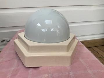 Vintage plafonniere plafondlamp bol in octagon houder  beschikbaar voor biedingen