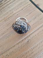 Antieke, zilveren ring met saffieren. Maat 17., Ophalen of Verzenden, Zilver, Ring, Met edelsteen