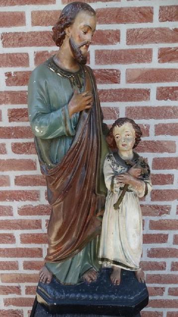 groot heiligenbeeld "Jozef met kindje Jezus".  beschikbaar voor biedingen