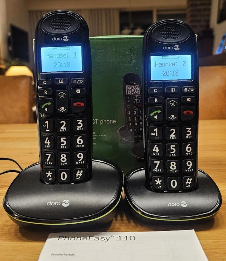 Doro PhoneEasy 110 Duo –Draadloze Senioren telefoonset 2 HS, Telecommunicatie, Vaste telefoons | Handsets en Draadloos, Zo goed als nieuw