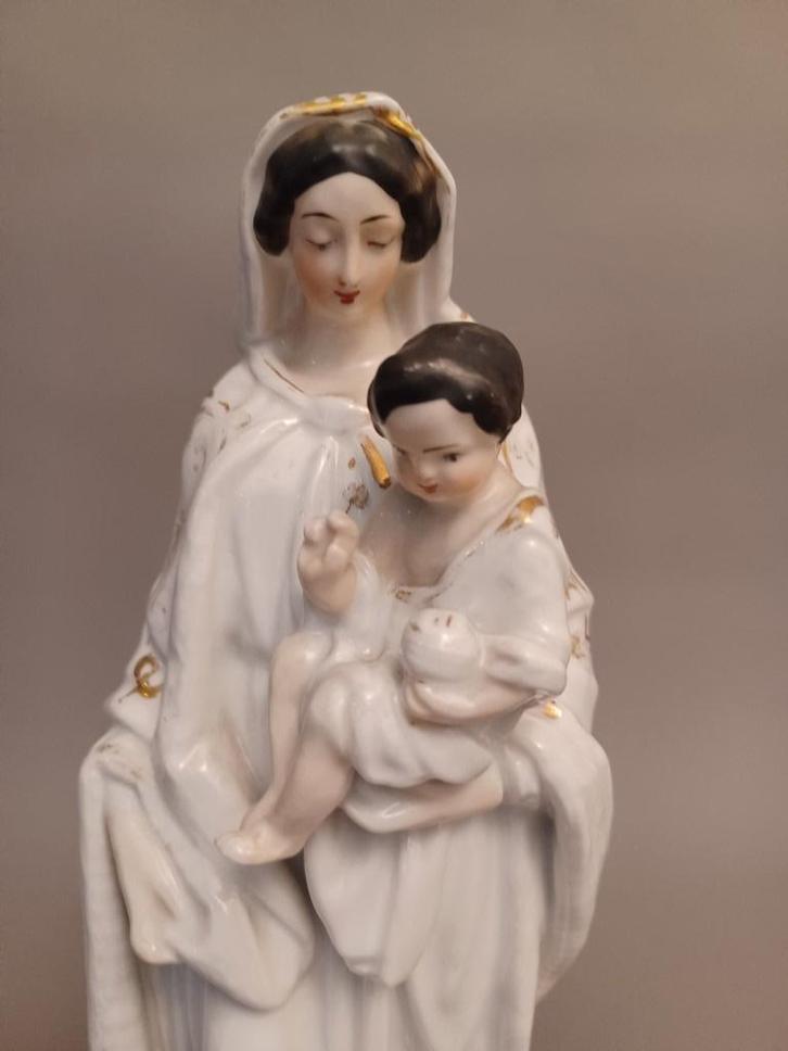 antiek beeld Maria met kind porselein 1870 - Madonna, Antiek en Kunst, Antiek | Religie, Ophalen of Verzenden