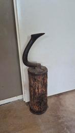 Antieke schoenmakersleest op houten blok, Ophalen of Verzenden