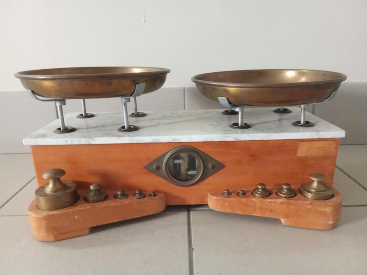Bakkers weegschaal met gewichten in koper., Antiek en Kunst, Antiek | Gereedschap en Instrumenten, Ophalen of Verzenden