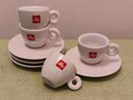 Illy Espresso kop en schotels 4 stuks, Ophalen of Verzenden, Zo goed als nieuw, Overige stijlen, Kop(pen) en/of Schotel(s)