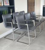Zes grijs leder Henders & Hazel design eetkamerstoelen, Huis en Inrichting, Stoelen, Ophalen, Henders en Hazel, Zo goed als nieuw