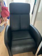 Zwarte leren relaxstoel, Huis en Inrichting, Fauteuils, Ophalen, Gebruikt, Minder dan 75 cm, Leer
