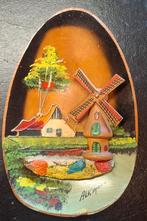 Houten schilderijtje Souvenir Alkmaar Molen Volkskunst, Ophalen of Verzenden