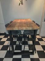 Houten bartafel met stalen poten, Huis en Inrichting, Tafels | Eettafels, 100 tot 150 cm, Zo goed als nieuw, Rechthoekig, 50 tot 100 cm
