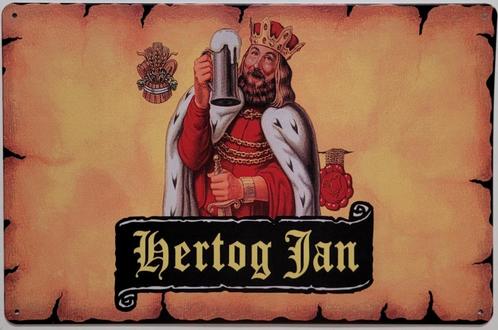 Hertog Jan bier logo geel reclamebord van metaal wandbord, Verzamelen, Biermerken, Nieuw, Reclamebord, Plaat of Schild, Overige merken