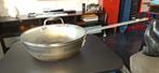 2 plaatstalen pannen en 1 wokpan met glazen deksel, Ophalen, Gebruikt, Overige materialen, Pannenset