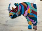 Uniek groot getuft wandkleed “neushoorn” 1.25 m x 1.15 m, Ophalen, Nieuw